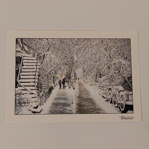 BEAUTIFUL MONTREAL City Postcard Michael Degray Rainy Day After The Snowstorm